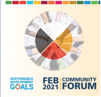 An infographic for the SDG Community Forum with a medicine wheel and the title of the event